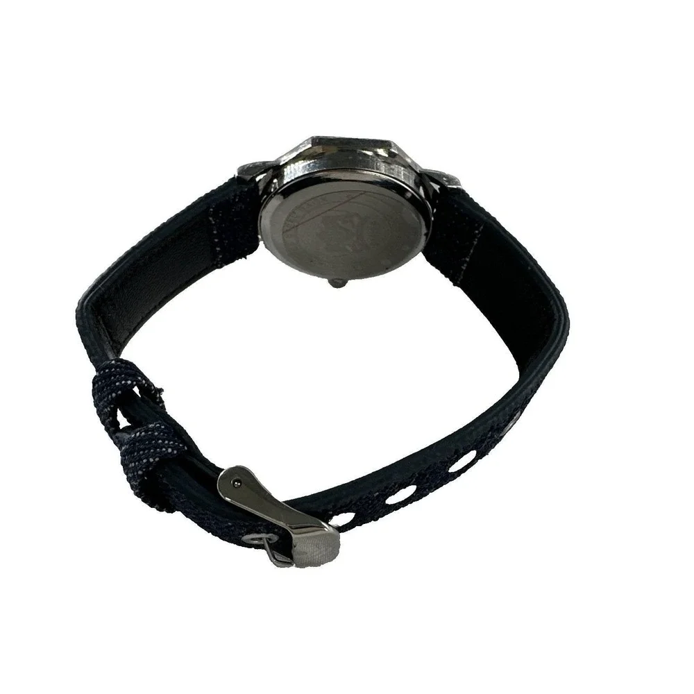 Varsales Octagon Quartz Watch Womens OS Blue Denim‎ Strap Silver D1480-5 Good